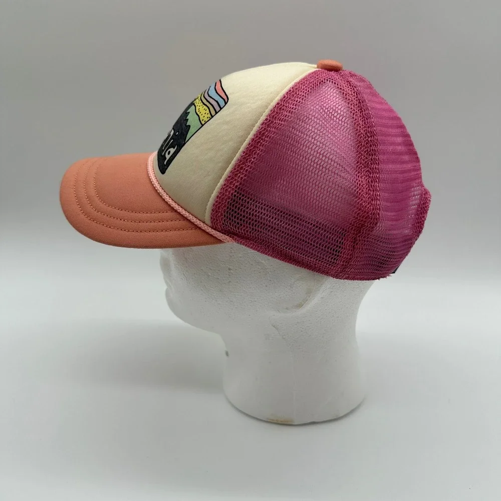 Patagonia Pink Fitz Roy Mountain & Sky Logo Trucker Mesh Hat Snapback youth